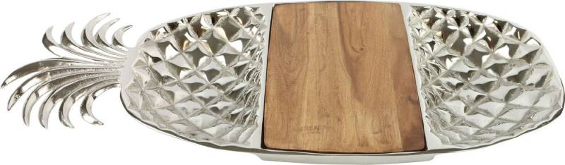 FURNARO Servierplatte, Aluminium vernickelt, Mangoholz, in Ananasform mit integriertem Holzbrett aus Mangoholz 63x26x6cm FURNARO Servierplatte, Aluminium vernickelt, Mangoholz, in Ananasform mit integriertem Holzbrett aus Mangoholz 63x26x6cm von FURNARO