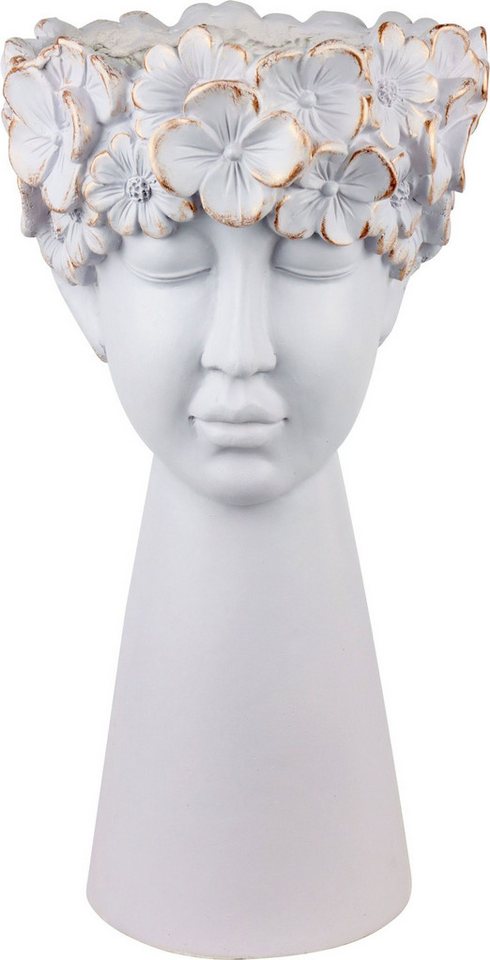 FURNARO Übertopf, Pflanzfigurkopf mit Blumen in weiß aus Kunststoff 21x20x33cm FURNARO Übertopf, Pflanzfigurkopf mit Blumen in weiß aus Kunststoff 21x20x33cm von FURNARO