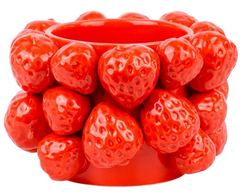 FURNARO Übertopf, mit Erdbeer-Design aus Keramik in Rot ca. H16cm FURNARO Übertopf, mit Erdbeer-Design aus Keramik in Rot ca. H16cm von FURNARO
