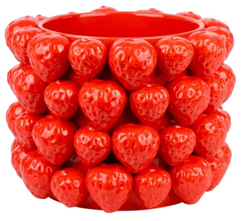 FURNARO Übertopf, mit Erdbeer-Design aus Keramik in Rot ca. H24,5cm FURNARO Übertopf, mit Erdbeer-Design aus Keramik in Rot ca. H24,5cm von FURNARO
