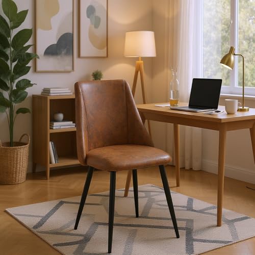 FURNISH 1 2 Bürostühle aus braunem Wildlederimitat mit Rückenlehne für Zuhause, Bürostuhl im Industrie-Stil mit weich gepolsterter Sitzfläche für Arbeitsräume, Schule, Unternehmen von FURNISH 1