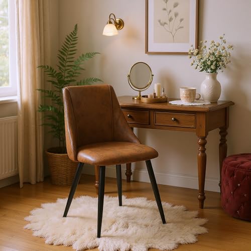 FURNISH 1 2 Stück Toilettenstühle aus braunem Wildlederimitat mit Rückenlehne, für Schminktisch, Schlafzimmer, Schminktischstuhl im Industriestil, mit weich gepolstertem Sitz im Retro-Stil, für die FURNISH 1 2 Stück Toilettenstühle aus braunem Wildlederimitat mit Rückenlehne, für Schminktisch, Schlafzimmer, Schminktischstuhl im Industriestil, mit weich gepolstertem Sitz im Retro-Stil, für die von FURNISH 1