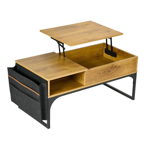 FURNISH 1 Couchtisch mit Seitentasche und versteckter Aufbewahrung für das Wohnzimmer, Couchtisch, aus Eichenholz, im Industriestil, mit Struktur aus Metall, Schwarz, 100 x 50 x 45 cm FURNISH 1 Couchtisch mit Seitentasche und versteckter Aufbewahrung für das Wohnzimmer, Couchtisch, aus Eichenholz, im Industriestil, mit Struktur aus Metall, Schwarz, 100 x 50 x 45 cm von FURNISH 1