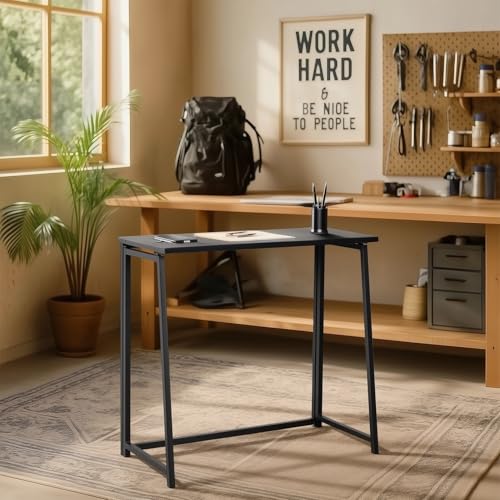FURNISH 1 Klappbarer Basteltisch aus Massivholz und schwarzem Metallrahmen für Bastelprojekte zu Hause, tragbarer Klapptisch im Industriestil, für Design und Zeichnung, Höhe 74 cm FURNISH 1 Klappbarer Basteltisch aus Massivholz und schwarzem Metallrahmen für Bastelprojekte zu Hause, tragbarer Klapptisch im Industriestil, für Design und Zeichnung, Höhe 74 cm von FURNISH 1