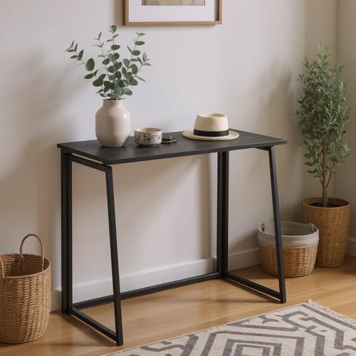 FURNISH 1 Klappbarer Eingangstisch aus Holz, langlebig, für Tür, Tisch, Konsole, Aufbewahrung, kompakt und faltbar, mit schwarzem Metallrahmen im Industriestil, für den Eingangsbereich, den täglichen FURNISH 1 Klappbarer Eingangstisch aus Holz, langlebig, für Tür, Tisch, Konsole, Aufbewahrung, kompakt und faltbar, mit schwarzem Metallrahmen im Industriestil, für den Eingangsbereich, den täglichen von FURNISH 1