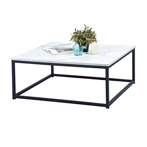 FURNISH 1 Quadratischer Couchtisch im modernen Stil für das Wohnzimmer, Couchtisch, Marmoroptik, mit Struktur aus Metall, Schwarz, 80 x 80 x 34 cm FURNISH 1 Quadratischer Couchtisch im modernen Stil für das Wohnzimmer, Couchtisch, Marmoroptik, mit Struktur aus Metall, Schwarz, 80 x 80 x 34 cm von FURNISH 1