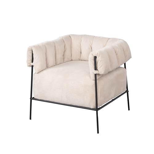 FURNISH 1 Sessel aus Velours, beige, mit gepolsterter Sitzfläche, für Wohnzimmer, Schlafzimmer, Freizeitsofa mit weichem Rückenkissen, Armlehne für die Entspannung zu Hause FURNISH 1 Sessel aus Velours, beige, mit gepolsterter Sitzfläche, für Wohnzimmer, Schlafzimmer, Freizeitsofa mit weichem Rückenkissen, Armlehne für die Entspannung zu Hause von FURNISH 1