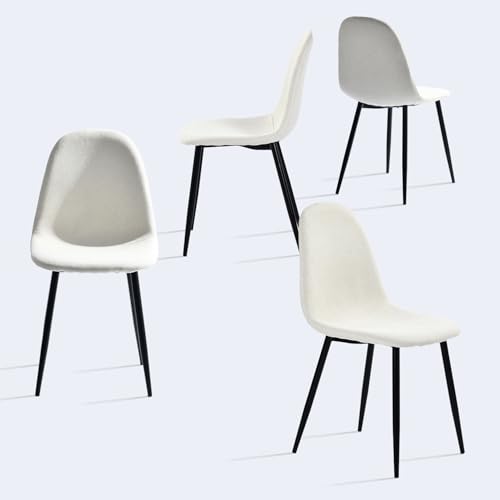 FURNISH 1 Set mit 4 Esszimmerstühlen aus Stoff, Beige, mit gepolsterter Rückseite, für Esszimmer, Küche, bequem, platzsparend, mit Metallbeinen, im skandinavischen Stil FURNISH 1 Set mit 4 Esszimmerstühlen aus Stoff, Beige, mit gepolsterter Rückseite, für Esszimmer, Küche, bequem, platzsparend, mit Metallbeinen, im skandinavischen Stil von FURNISH 1