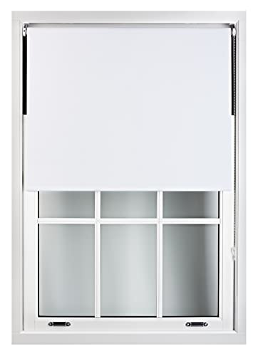 FURNISHED Rollos, Thermo-Verdunkelungsrollo – zuschneidbare, isolierte UV-Schutz, kindersicher, einfache Montage, Fensterjalousien für Zuhause und Büro, Weiß, 140W x 165H cm von FURNISHED