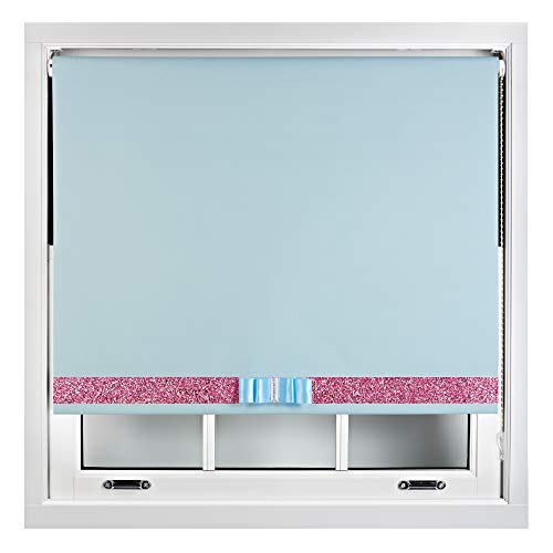 FURNISHED Verdunkelungsrollos, dekorativer Glitzerstoff und Schleife – zuschneidbar - Enteneiblau 90W x 165H cm von FURNISHED
