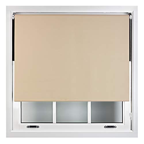 FURNISHED Verdunklungsrollo mit Metallhalterungen - Cappuccino 120 cm x 165 cm von FURNISHED