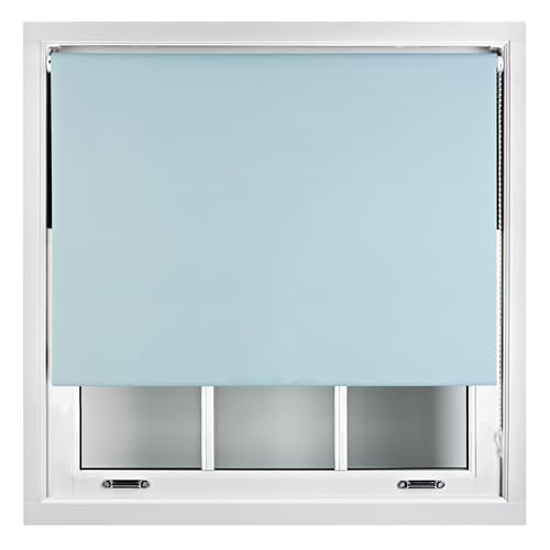 FURNISHED Verdunklungsrollo mit Metallhalterungen - Enteneiblau 60 cm x 165 cm von FURNISHED