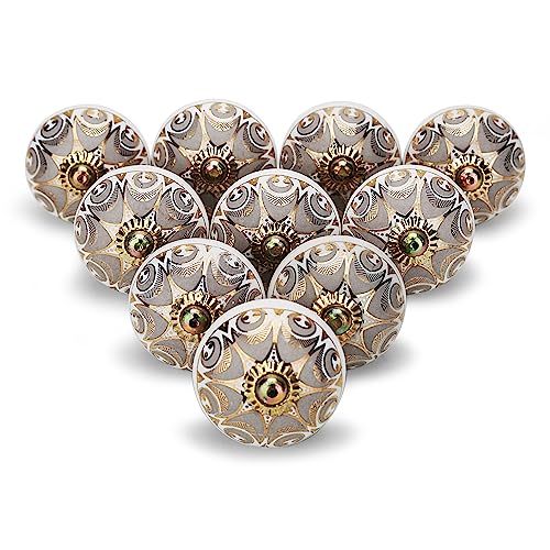 FURNISHFUL FINESSE Graue Küchenschrankknöpfe, 6er-Pack, Boho-Keramik-Türknauf und Kommoden-Garderobe-Zuggriff, goldfarbener Schrankknauf, sortiert für die Inneneinrichtung von Möbeln – Grau, 6 Stück FURNISHFUL FINESSE Graue Küchenschrankknöpfe, 6er-Pack, Boho-Keramik-Türknauf und Kommoden-Garderobe-Zuggriff, goldfarbener Schrankknauf, sortiert für die Inneneinrichtung von Möbeln – Grau, 6 Stück von FURNISHFUL FINESSE