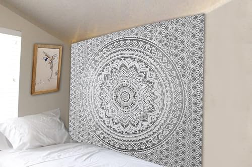 FURNISHFUL FINESSE Mandala Wandteppich Grau Wandbehang Wandteppiche Boho Ombre Wandtuch für Dekor Zuhause und Wohnzimmer– 213 x 228 cm von FURNISHFUL FINESSE