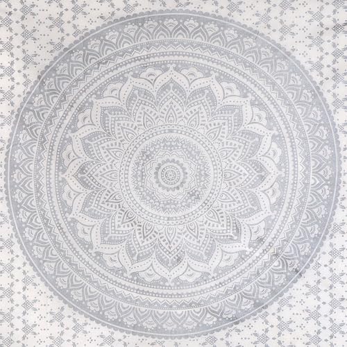 FURNISHFUL FINESSE Mandala Wandteppich Silber Wandbehang Wandteppiche Boho Ombre Wandtuch für Dekor Zuhause und Wohnzimmer– 127 x 152 cm von FURNISHFUL FINESSE