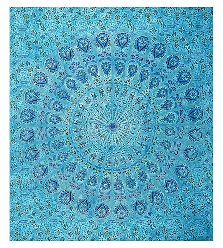 FURNISHFUL FINESSE Mandala Wandteppich Türkis Wandbehang Wandteppiche Boho Pfau Wandtuch für Dekor Zuhause und Wohnzimmer– 76 x 102 cm von FURNISHFUL FINESSE