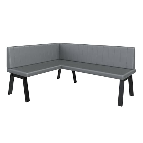 Eckbank Akiko Metal A - Eckbankgruppe für Ihrem Esszimmer, Küche modern, Sitzecke, Essecke. Perfekt für Küche, Büro und Rezeption. Solide und Starke Verarbeitung. (128x168-Links-Soft29) von FURNISTAR