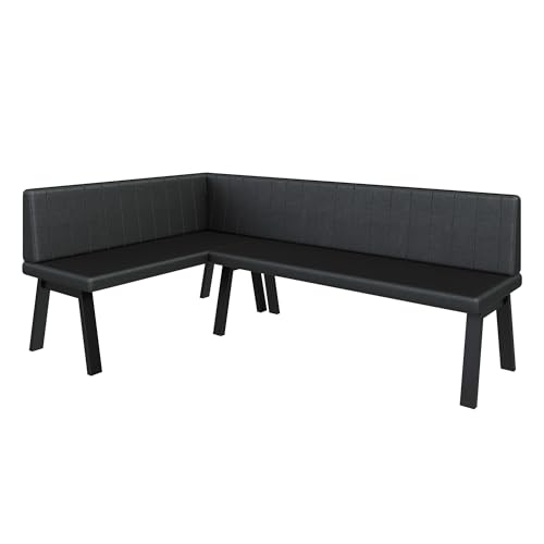 Eckbank Akiko Metal A - Eckbankgruppe für Ihrem Esszimmer, Küche modern, Sitzecke, Essecke. Perfekt für Küche, Büro und Rezeption. Solide und Starke Verarbeitung. (128x196-Links-Soft11) von FURNISTAR