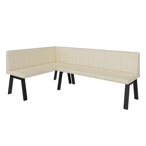 Eckbank Akiko Metal A - Eckbankgruppe für Ihrem Esszimmer, Küche modern, Sitzecke, Essecke. Perfekt für Küche, Büro und Rezeption. Solide und Starke Verarbeitung. (128x196-Links-Soft18) von FURNISTAR