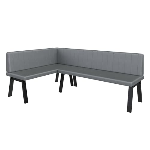 FURNISTAR Eckbank Akiko Metal A - Eckbankgruppe für Ihrem Esszimmer, Küche modern, Sitzecke, Essecke. Perfekt für Küche, Büro und Rezeption. Solide und Starke Verarbeitung. (128x196-Links-Soft29) von FURNISTAR