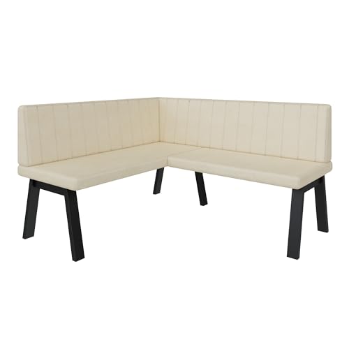 Eckbank Akiko Metal A - Eckbankgruppe für Ihrem Esszimmer, Küche modern, Sitzecke, Essecke. Perfekt für Küche, Büro und Rezeption. Solide und Starke Verarbeitung. (142x168-Links-Soft18) von FURNISTAR