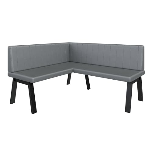 Eckbank Akiko Metal A - Eckbankgruppe für Ihrem Esszimmer, Küche modern, Sitzecke, Essecke. Perfekt für Küche, Büro und Rezeption. Solide und Starke Verarbeitung. (142x168-Links-Soft29) von FURNISTAR