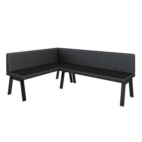 Eckbank Akiko Metal A - Eckbankgruppe für Ihrem Esszimmer, Küche modern, Sitzecke, Essecke. Perfekt für Küche, Büro und Rezeption. Solide und Starke Verarbeitung. (142x196-Links-Soft11) von FURNISTAR