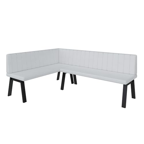 Eckbank Akiko Metal A - Eckbankgruppe für Ihrem Esszimmer, Küche modern, Sitzecke, Essecke. Perfekt für Küche, Büro und Rezeption. Solide und Starke Verarbeitung. (142x196-Links-Soft17) von FURNISTAR