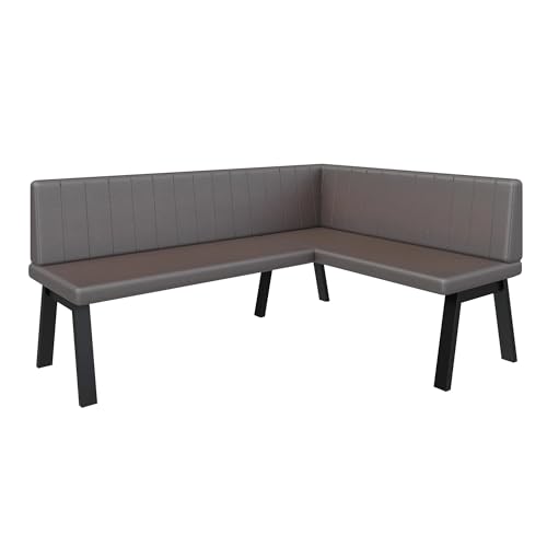 FURNISTAR Eckbank Akiko Metal A - Eckbankgruppe für Ihrem Esszimmer, Küche modern, Sitzecke, Essecke. Perfekt für Küche, Büro und Rezeption. Solide und Starke Verarbeitung. (168x128-Rechts-Soft30) von FURNISTAR