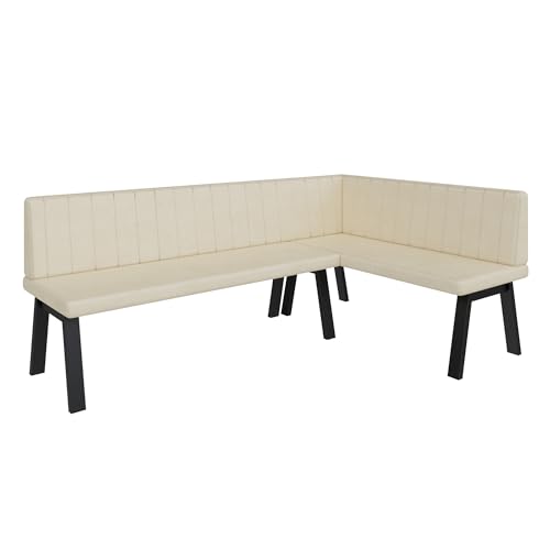 FURNISTAR Eckbank Akiko Metal A - Eckbankgruppe für Ihrem Esszimmer, Küche modern, Sitzecke, Essecke. Perfekt für Küche, Büro und Rezeption. Solide und Starke Verarbeitung. (196x128-Rechts-Soft18) von FURNISTAR