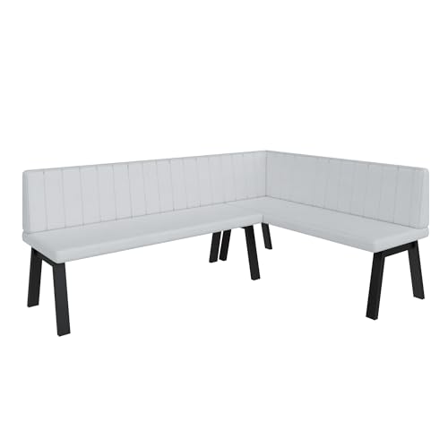 Eckbank Akiko Metal A - Eckbankgruppe für Ihrem Esszimmer, Küche modern, Sitzecke, Essecke. Perfekt für Küche, Büro und Rezeption. Solide und Starke Verarbeitung. (196x142-Rechts-Soft17) von FURNISTAR