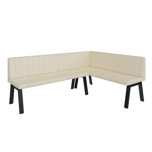 Eckbank Akiko Metal A - Eckbankgruppe für Ihrem Esszimmer, Küche modern, Sitzecke, Essecke. Perfekt für Küche, Büro und Rezeption. Solide und Starke Verarbeitung. (196x142-Rechts-Soft18) von FURNISTAR