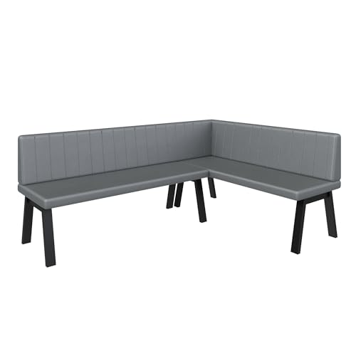 Eckbank Akiko Metal A - Eckbankgruppe für Ihrem Esszimmer, Küche modern, Sitzecke, Essecke. Perfekt für Küche, Büro und Rezeption. Solide und Starke Verarbeitung. (196x142-Rechts-Soft29) von FURNISTAR