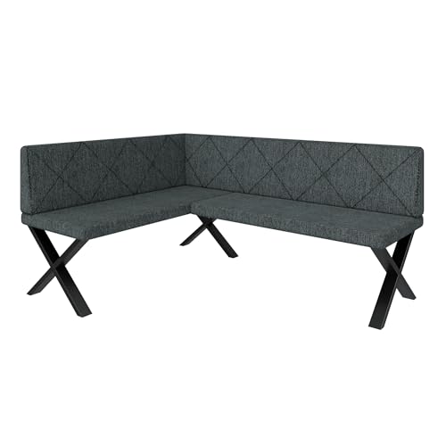 Eckbank Akiko Metal X - Eckbankgruppe für Ihrem Esszimmer, Küche modern, Sitzecke, Essecke. Perfekt für Küche, Büro und Rezeption. Solide und Starke Verarbeitung. (128x168-Links-Inari96) von FURNISTAR