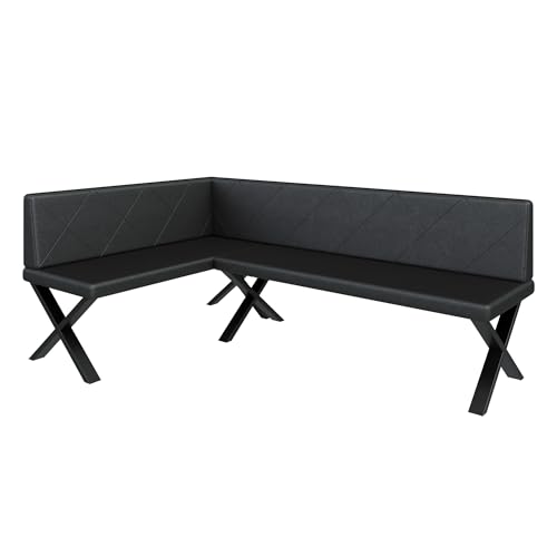 Eckbank Akiko Metal X - Eckbankgruppe für Ihrem Esszimmer, Küche modern, Sitzecke, Essecke. Perfekt für Küche, Büro und Rezeption. Solide und Starke Verarbeitung. (128x196-Links-Soft11) von FURNISTAR