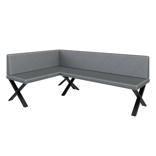 Eckbank Akiko Metal X - Eckbankgruppe für Ihrem Esszimmer, Küche modern, Sitzecke, Essecke. Perfekt für Küche, Büro und Rezeption. Solide und Starke Verarbeitung. (128x196-Links-Soft29) von FURNISTAR