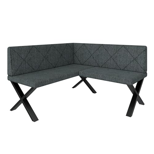 Eckbank Akiko Metal X - Eckbankgruppe für Ihrem Esszimmer, Küche modern, Sitzecke, Essecke. Perfekt für Küche, Büro und Rezeption. Solide und Starke Verarbeitung. (130x130-Inari96) von FURNISTAR