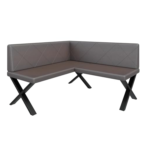 Eckbank Akiko Metal X - Eckbankgruppe für Ihrem Esszimmer, Küche modern, Sitzecke, Essecke. Perfekt für Küche, Büro und Rezeption. Solide und Starke Verarbeitung. (130x130-Soft30) von FURNISTAR