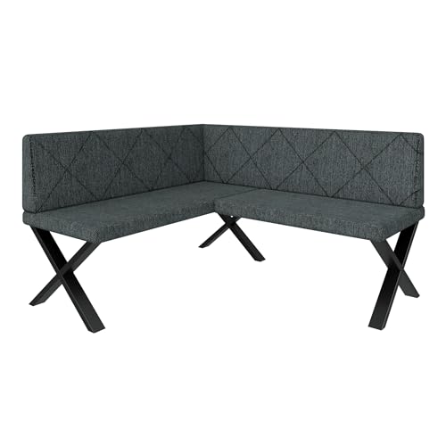 FURNISTAR Eckbank Akiko Metal X - Eckbankgruppe für Ihrem Esszimmer, Küche modern, Sitzecke, Essecke. Perfekt für Küche, Büro und Rezeption. Solide und Starke Verarbeitung. (142x168-Links-Inari96) von FURNISTAR