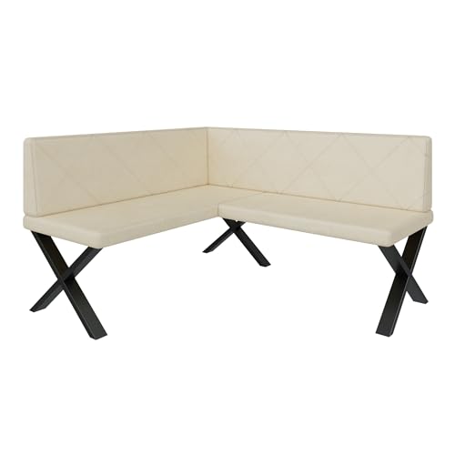 Furnistar Eckbank Akiko Metal X - Eckbankgruppe für Ihrem Esszimmer, Küche modern, Sitzecke, Essecke. Perfekt für Küche, Büro und Rezeption. Solide und Starke Verarbeitung. (142x168-Links-Soft18) von FURNISTAR