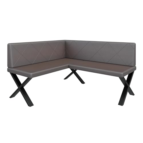 Eckbank Akiko Metal X - Eckbankgruppe für Ihrem Esszimmer, Küche modern, Sitzecke, Essecke. Perfekt für Küche, Büro und Rezeption. Solide und Starke Verarbeitung. (142x168-Links-Soft30) von FURNISTAR