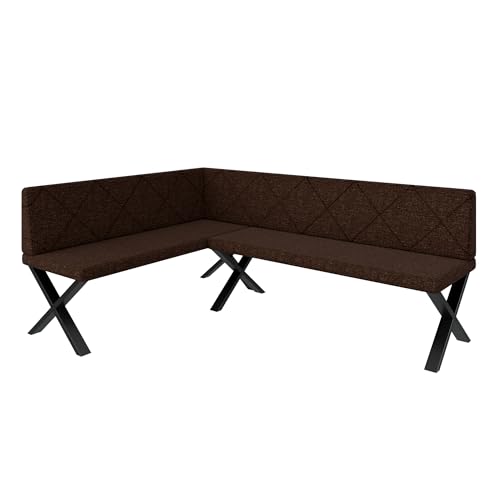 Eckbank Akiko Metal X - Eckbankgruppe für Ihrem Esszimmer, Küche modern, Sitzecke, Essecke. Perfekt für Küche, Büro und Rezeption. Solide und Starke Verarbeitung. (142x196-Links-Inari28) von FURNISTAR