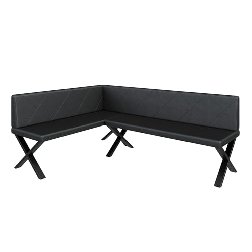 FURNISTAR Eckbank Akiko Metal X - Eckbankgruppe für Ihrem Esszimmer, Küche modern, Sitzecke, Essecke. Perfekt für Küche, Büro und Rezeption. Solide und Starke Verarbeitung. (142x196-Links-Soft11) von FURNISTAR