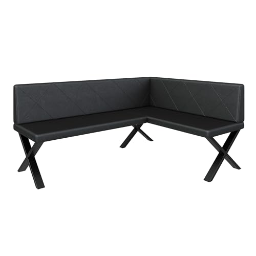 Eckbank Akiko Metal X - Eckbankgruppe für Ihrem Esszimmer, Küche modern, Sitzecke, Essecke. Perfekt für Küche, Büro und Rezeption. Solide und Starke Verarbeitung. (168x128-Rechts-Soft11) von FURNISTAR