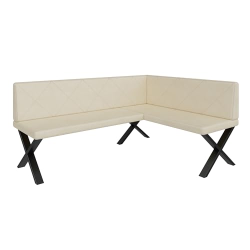 Eckbank Akiko Metal X - Eckbankgruppe für Ihrem Esszimmer, Küche modern, Sitzecke, Essecke. Perfekt für Küche, Büro und Rezeption. Solide und Starke Verarbeitung. (168x128-Rechts-Soft18) von FURNISTAR