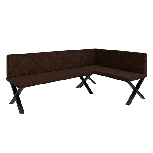 Eckbank Akiko Metal X - Eckbankgruppe für Ihrem Esszimmer, Küche modern, Sitzecke, Essecke. Perfekt für Küche, Büro und Rezeption. Solide und Starke Verarbeitung. (196x128-Rechts-Inari28) von FURNISTAR