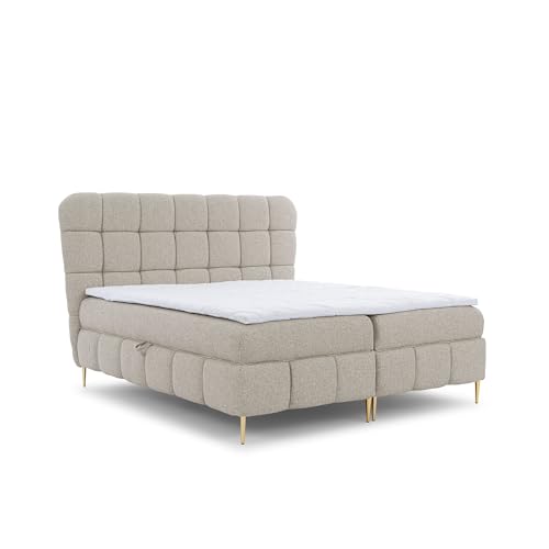 FURNISTAR Boxspringbett Lucy mit Bettkasten und Topper Bett mit Bonellmatratze Polsterbett Familienbett Schlafzimmer Bett mit Stauraum Schlafzimmermöbel (Beige, 180x200) von FURNISTAR