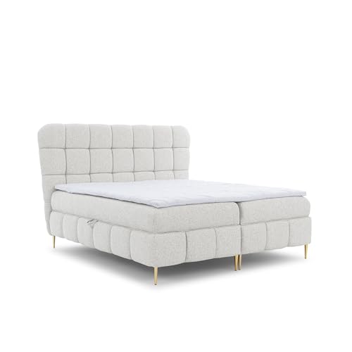 FURNISTAR Boxspringbett Lucy mit Bettkasten und Topper Bett mit Bonellmatratze Polsterbett Familienbett Schlafzimmer Bett mit Stauraum Schlafzimmermöbel (Hellbeige, 160x200) von FURNISTAR