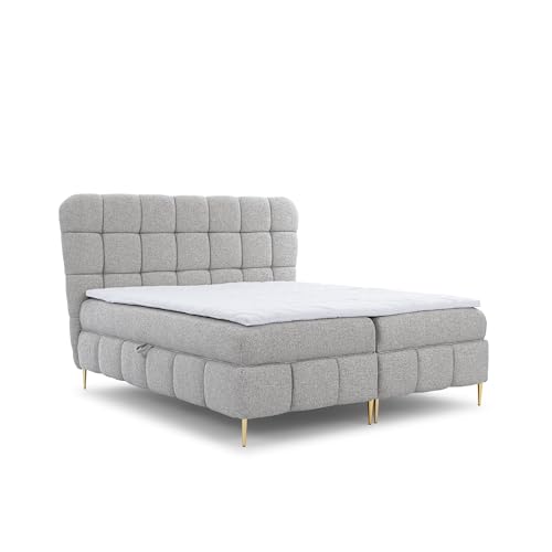 FURNISTAR Boxspringbett Lucy mit Bettkasten und Topper Bett mit Bonellmatratze Polsterbett Familienbett Schlafzimmer Bett mit Stauraum Schlafzimmermöbel (Hellgrau, 180x200) von FURNISTAR