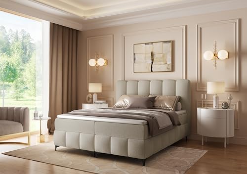 FURNISTAR Boxspringbett Tina 200x200 mit Matratze und Bettkasten - Doppelbett Familienbett mit Topper Stauraum Bubblebett Polsterbett Hotelbett - Beige FURNISTAR Boxspringbett Tina 200x200 mit Matratze und Bettkasten - Doppelbett Familienbett mit Topper Stauraum Bubblebett Polsterbett Hotelbett - Beige von FURNISTAR